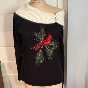 Vintage Jack B Quick Christmas Sweater embellished Red Cardinal XL